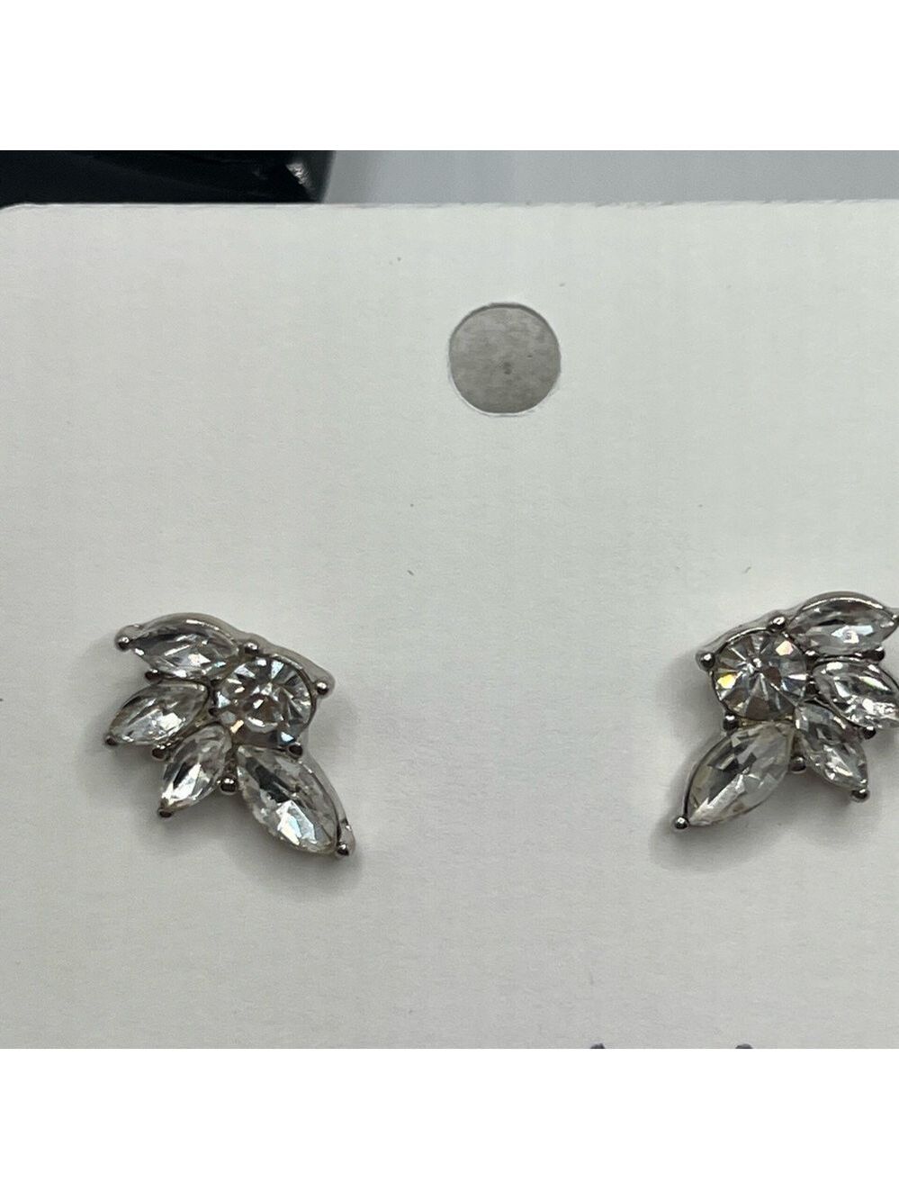 Elegant Silver Crystal Leaf Earrings